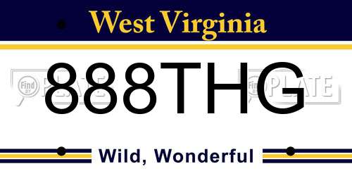 888THG West Virginia License Plate