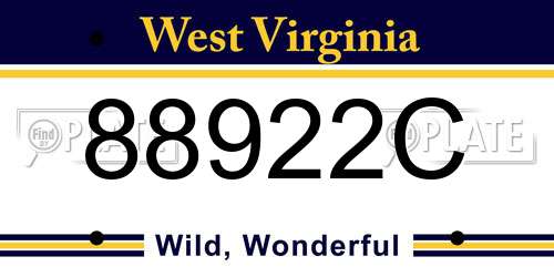 88922C West Virginia License Plate