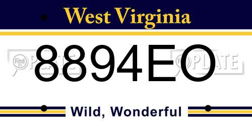 8894EO West Virginia License Plate
