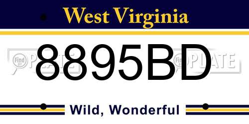 8895BD West Virginia License Plate