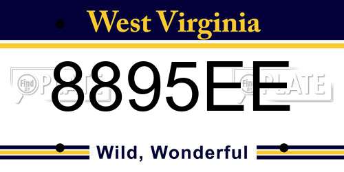8895EE West Virginia License Plate