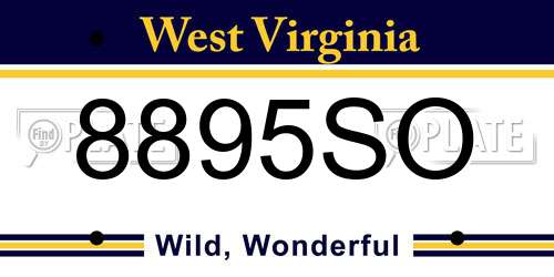 8895SO West Virginia License Plate