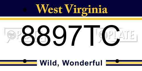 8897TC West Virginia License Plate