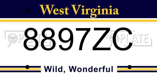 8897ZC West Virginia License Plate