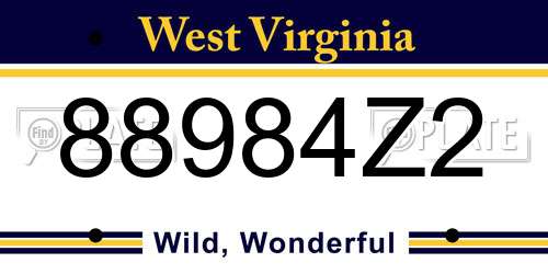 88984Z2 West Virginia License Plate