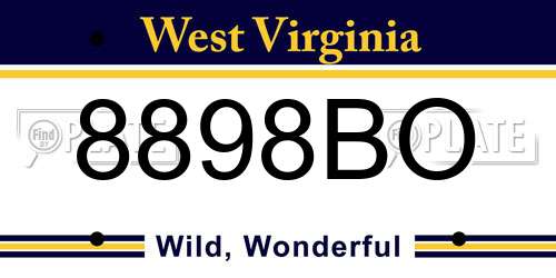 8898BO West Virginia License Plate