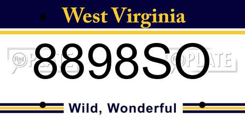 8898SO West Virginia License Plate