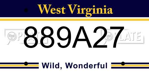 889A27 West Virginia License Plate