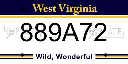 889A72 West Virginia License Plate