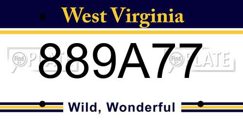 889A77 West Virginia License Plate