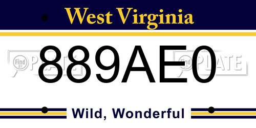 889AE0 West Virginia License Plate