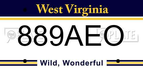 889AEO West Virginia License Plate