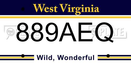 889AEQ West Virginia License Plate