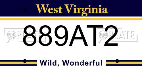889AT2 West Virginia License Plate