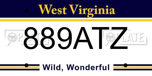 889ATZ West Virginia License Plate
