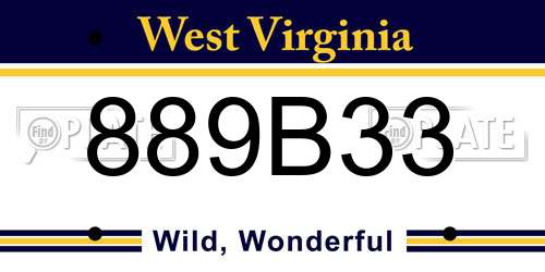889B33 West Virginia License Plate