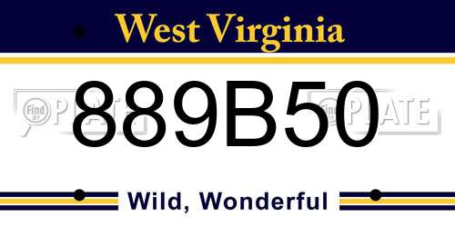 889B50 West Virginia License Plate