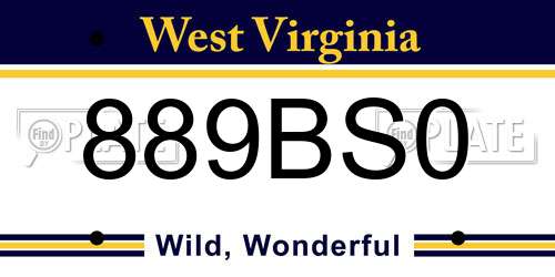 889BS0 West Virginia License Plate