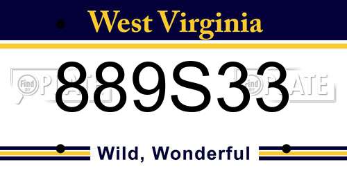 889S33 West Virginia License Plate