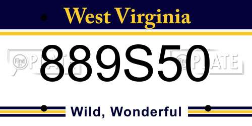 889S50 West Virginia License Plate