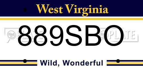 889SBO West Virginia License Plate