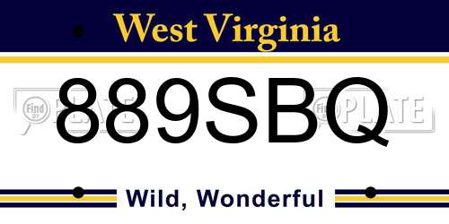 889SBQ West Virginia License Plate