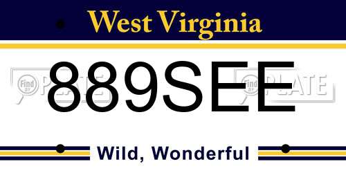 889SEE West Virginia License Plate