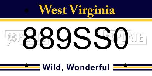 889SS0 West Virginia License Plate