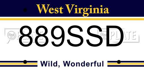 889SSD West Virginia License Plate