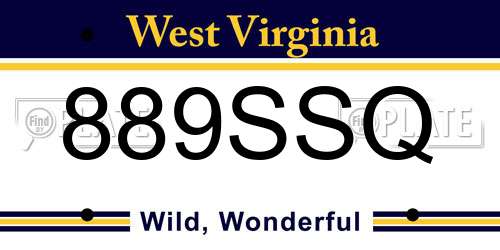 889SSQ West Virginia License Plate