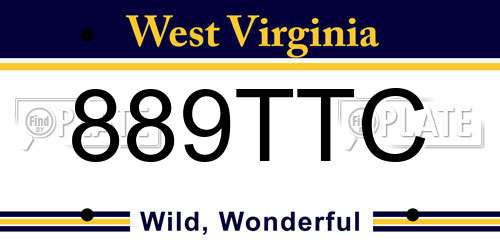 889TTC West Virginia License Plate
