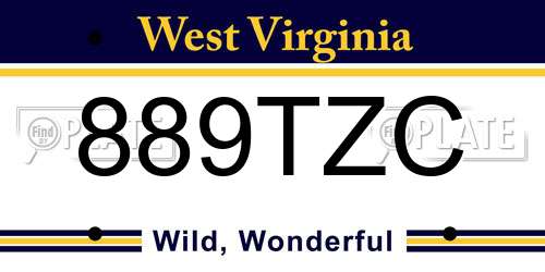889TZC West Virginia License Plate