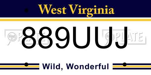 889UUJ West Virginia License Plate