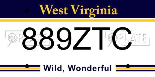 889ZTC West Virginia License Plate