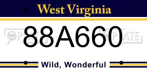 88A660 West Virginia License Plate