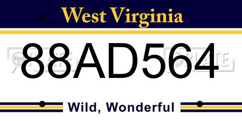 88AD564 West Virginia License Plate