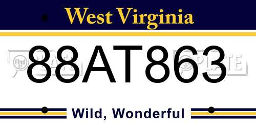 88AT863 West Virginia License Plate