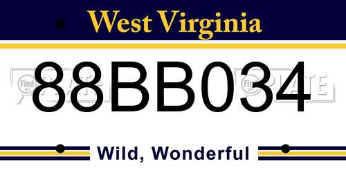 88BB034 West Virginia License Plate