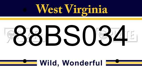 88BS034 West Virginia License Plate