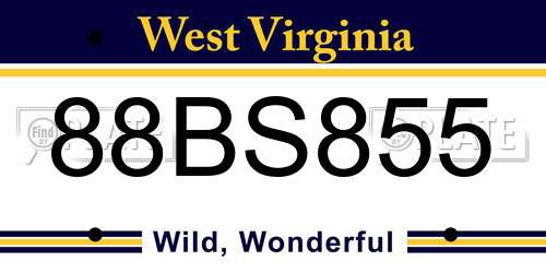 88BS855 West Virginia License Plate