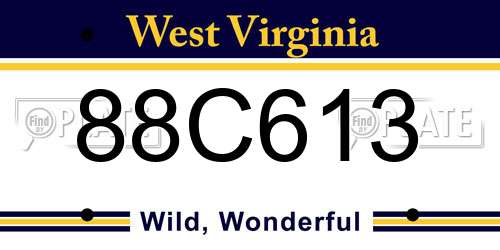 88C613 West Virginia License Plate