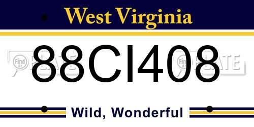 88CI408 West Virginia License Plate