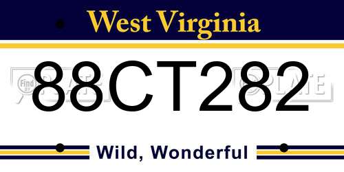 88CT282 West Virginia License Plate
