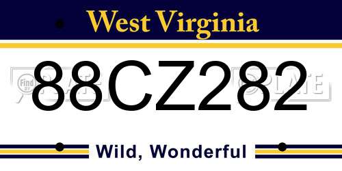 88CZ282 West Virginia License Plate