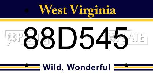 88D545 West Virginia License Plate