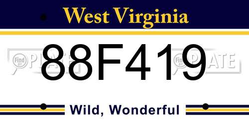 88F419 West Virginia License Plate