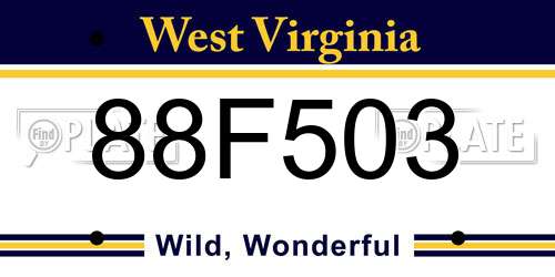 88F503 West Virginia License Plate