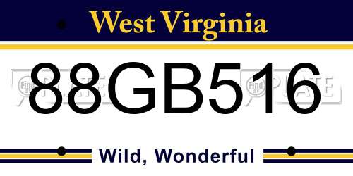 88GB516 West Virginia License Plate