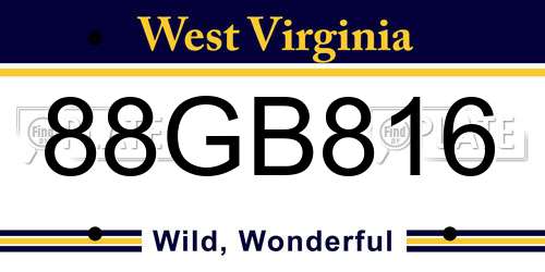 88GB816 West Virginia License Plate