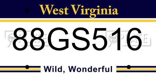 88GS516 West Virginia License Plate